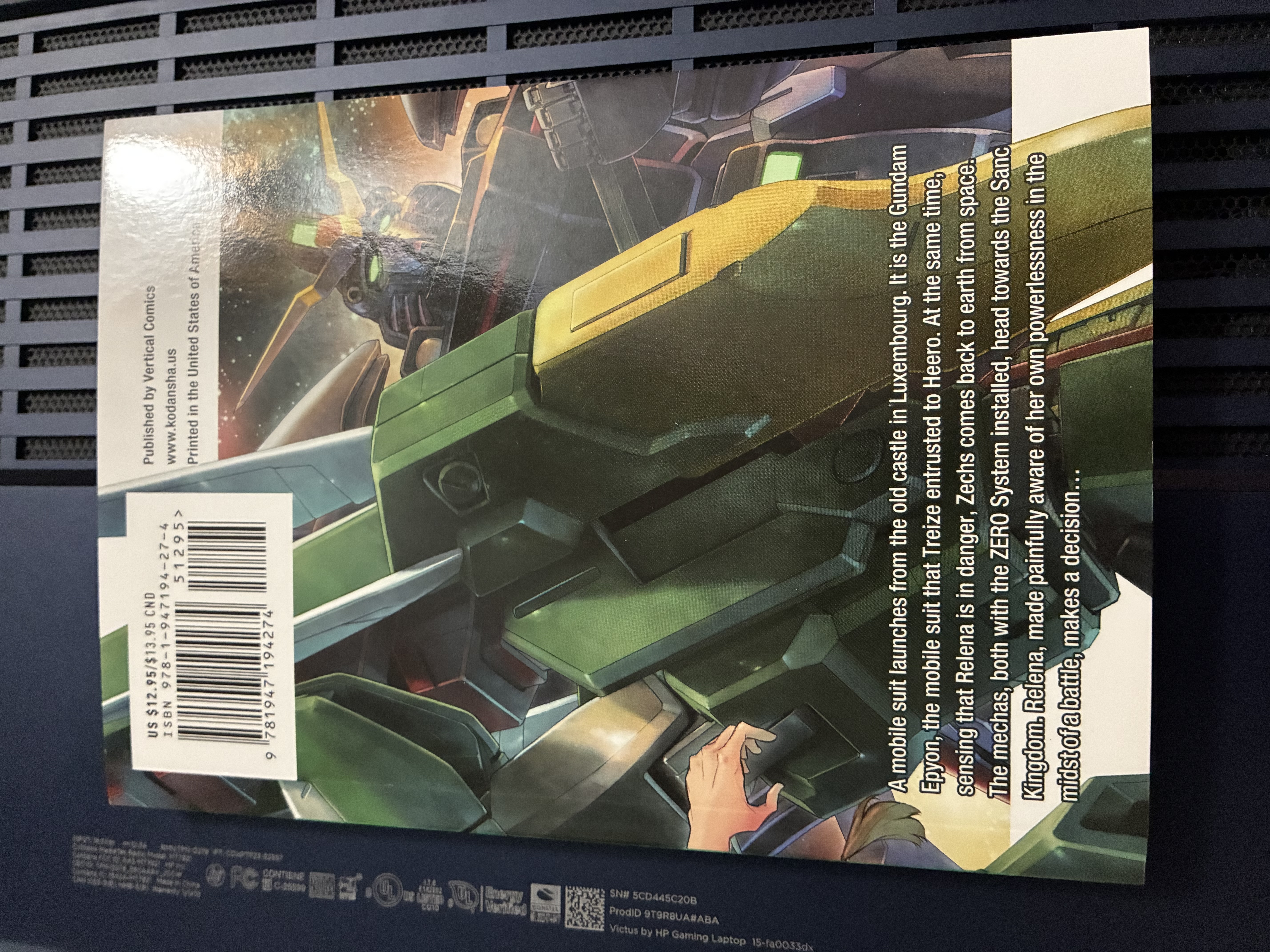Back of Gundam Wing Endless Waltz: Glory of the Losers Volume 10 with the back showing Altron and Deathscythe.