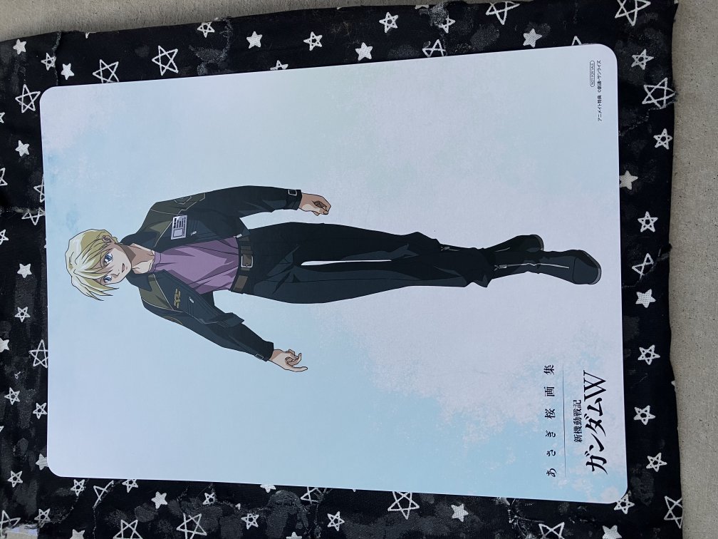 Art board of Gundam wing Quarte in his preventer uniform.