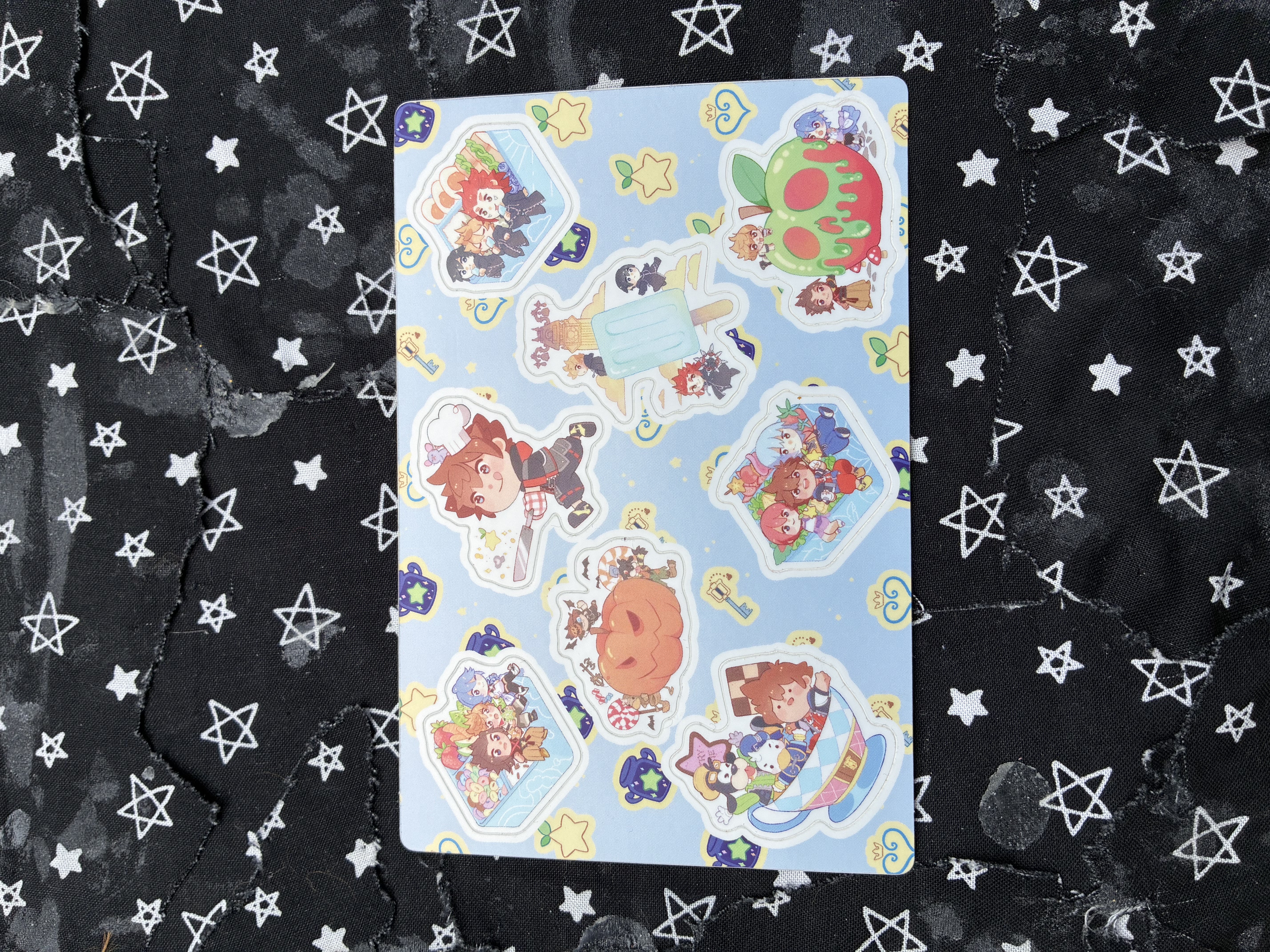 Sticker sheet of Kingdom hearts different trios.