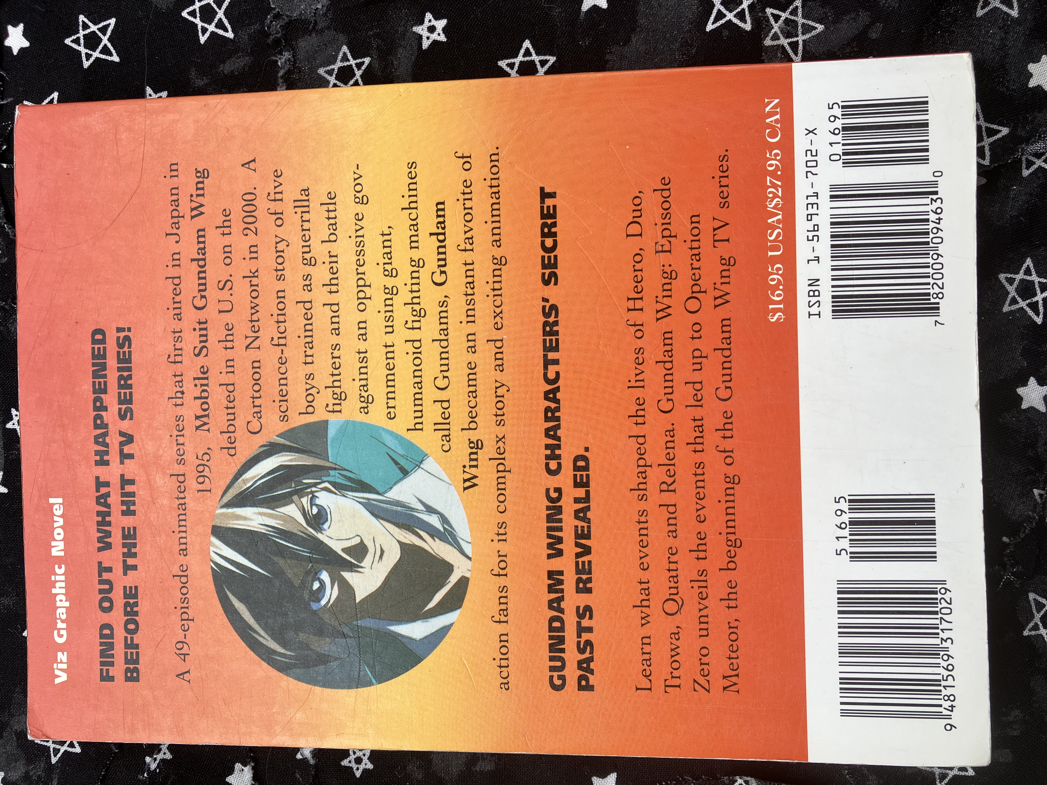 Back of Mobile Suit Gundam Wing: Episode Zero with Heero and the manga on the summary on it.