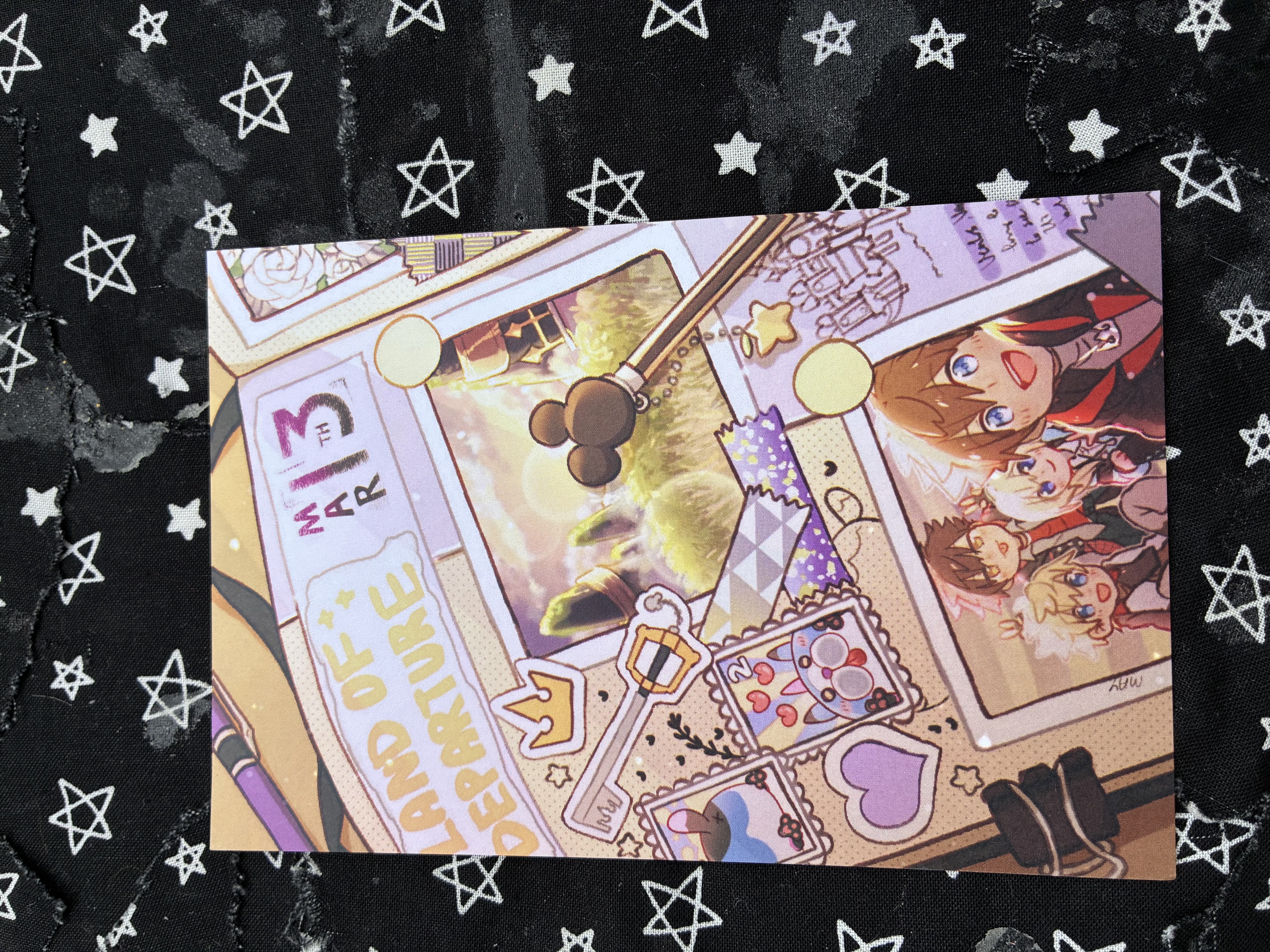 Art print of a page of a Kingdom hearts themed scrapbook.