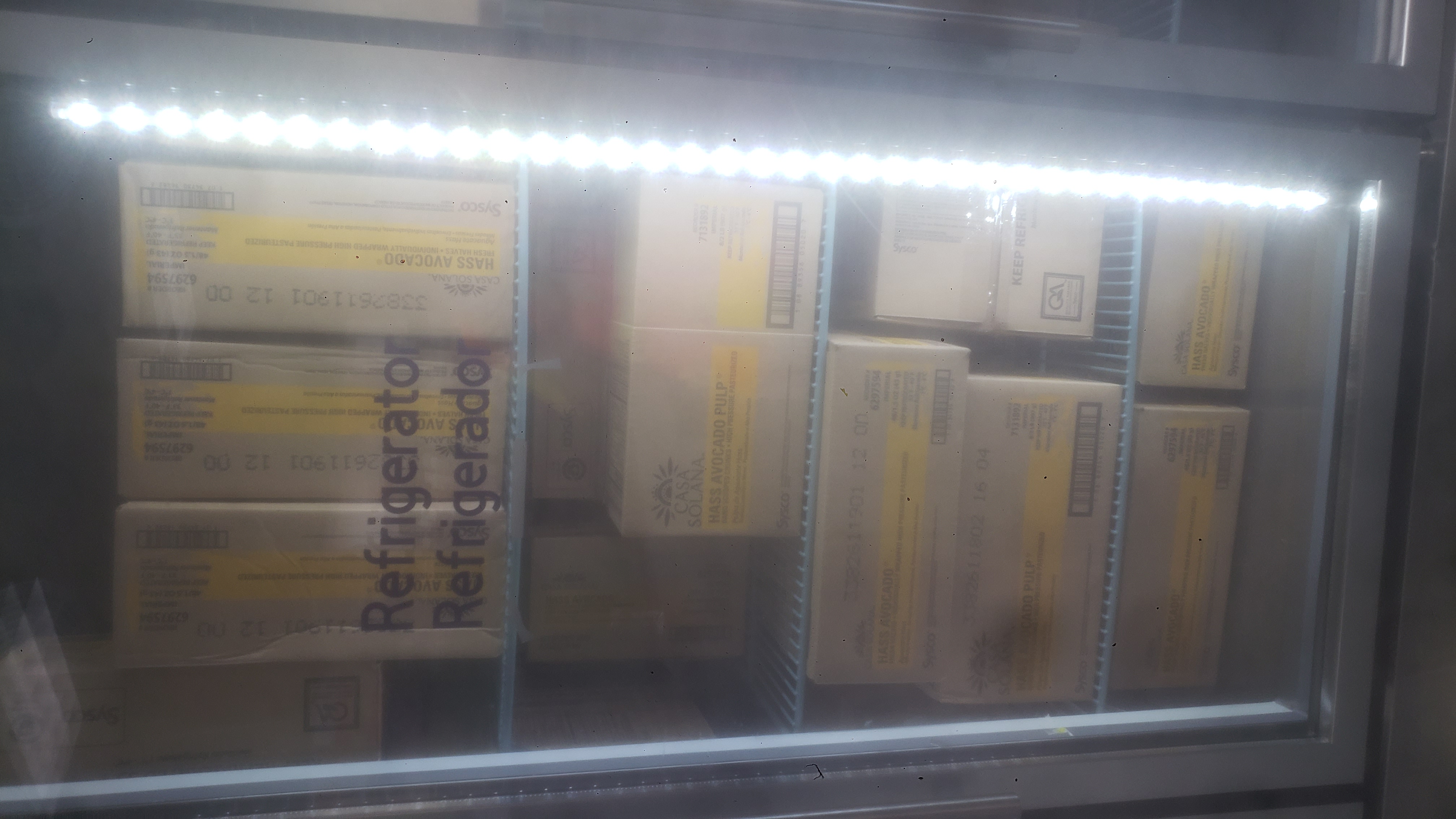 Boxes of hass avocado pulp.
