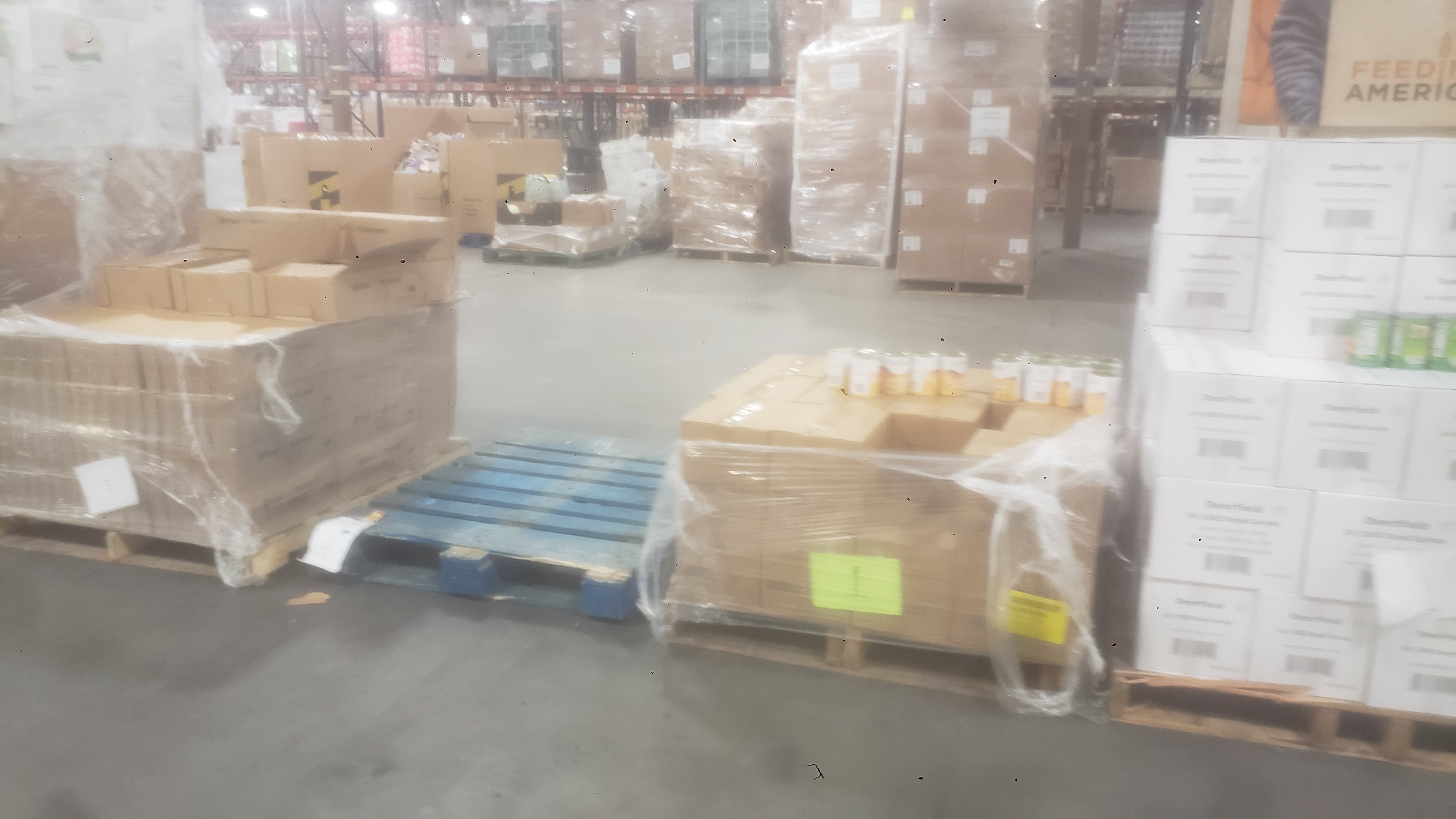 Pallets of dry goods.