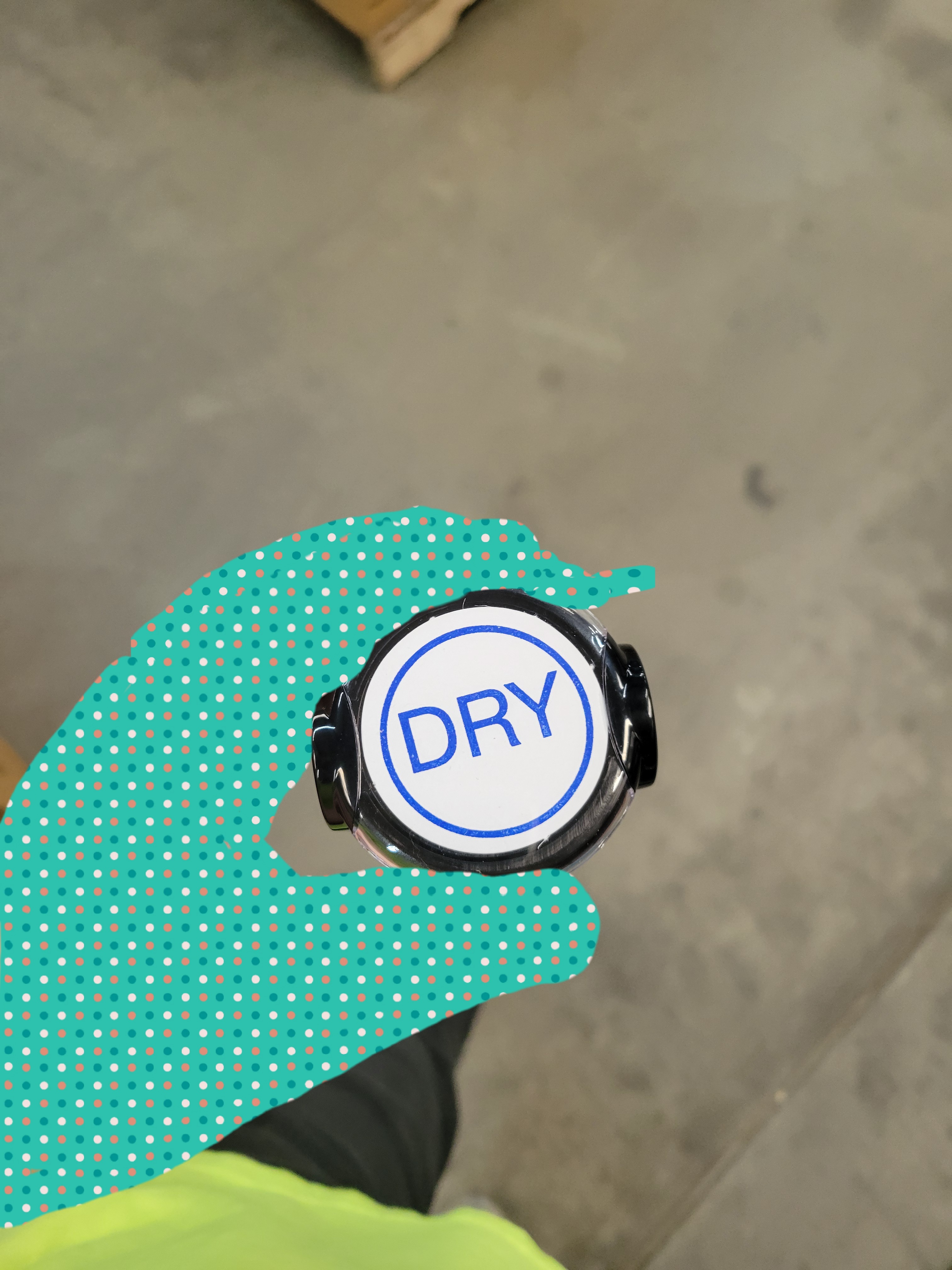 Stamp that says dry.