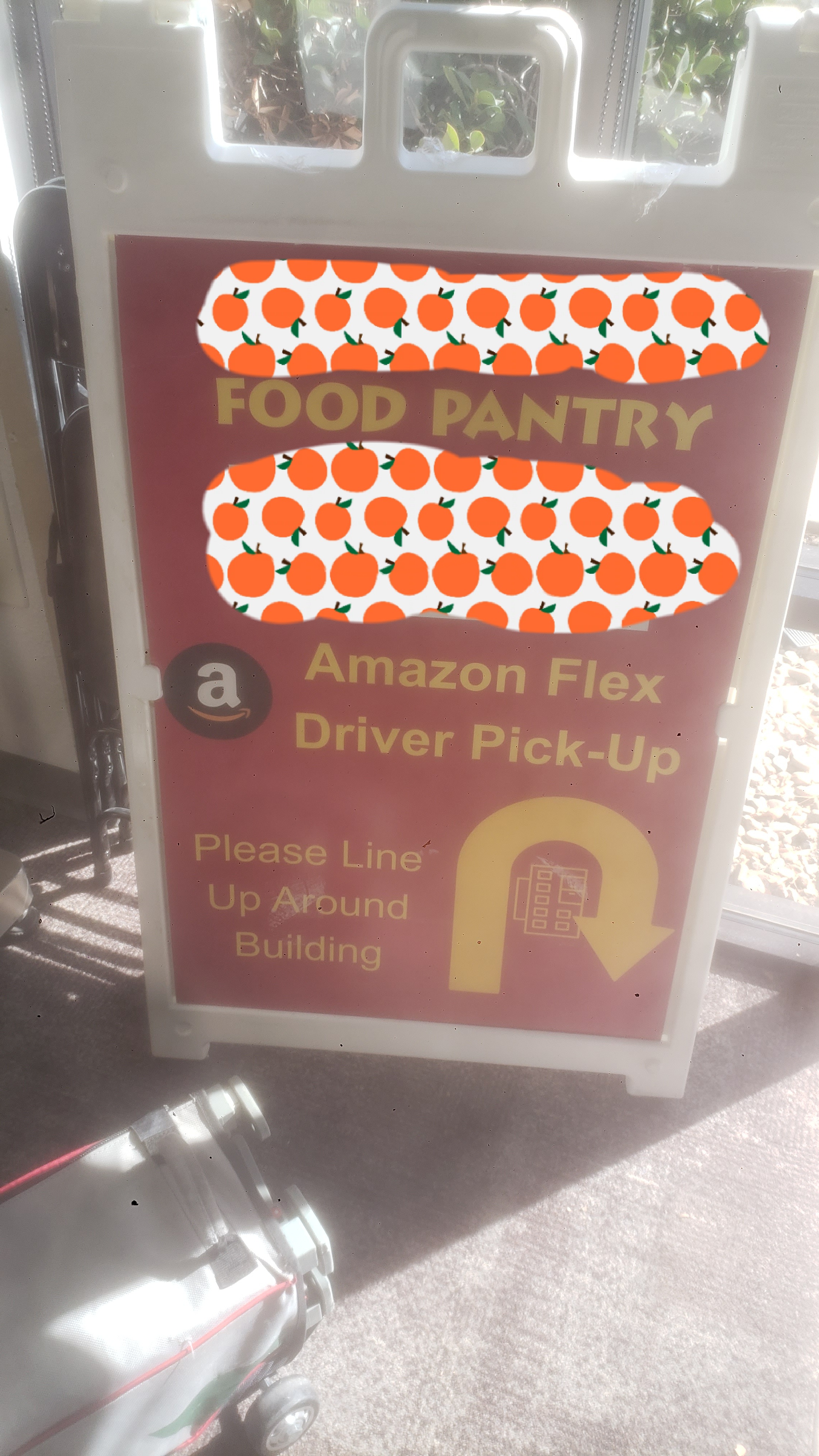 Sign talking about instructions for amazon flex drivers where they need to line up around the building.