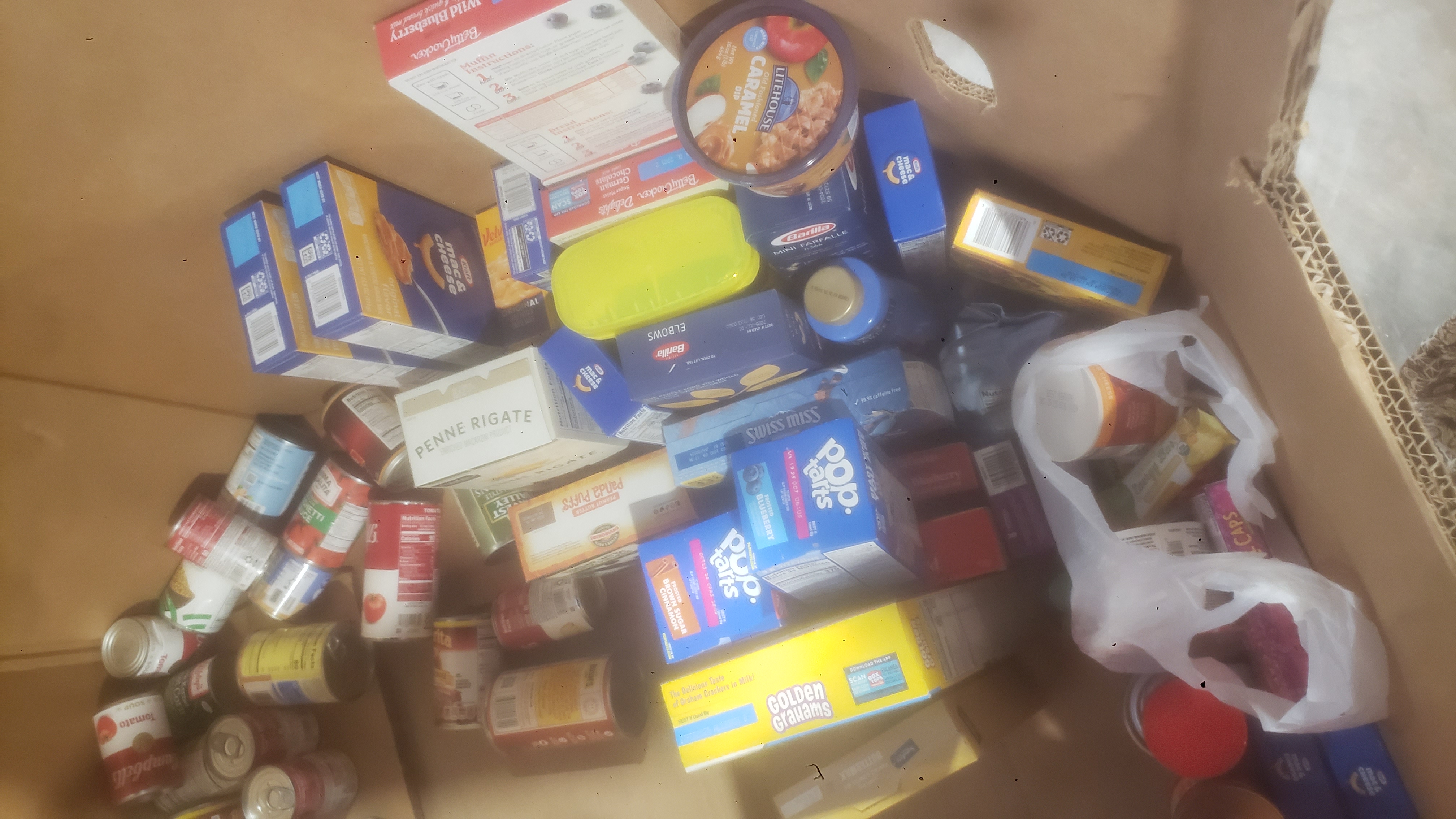 Cardboard container with food.