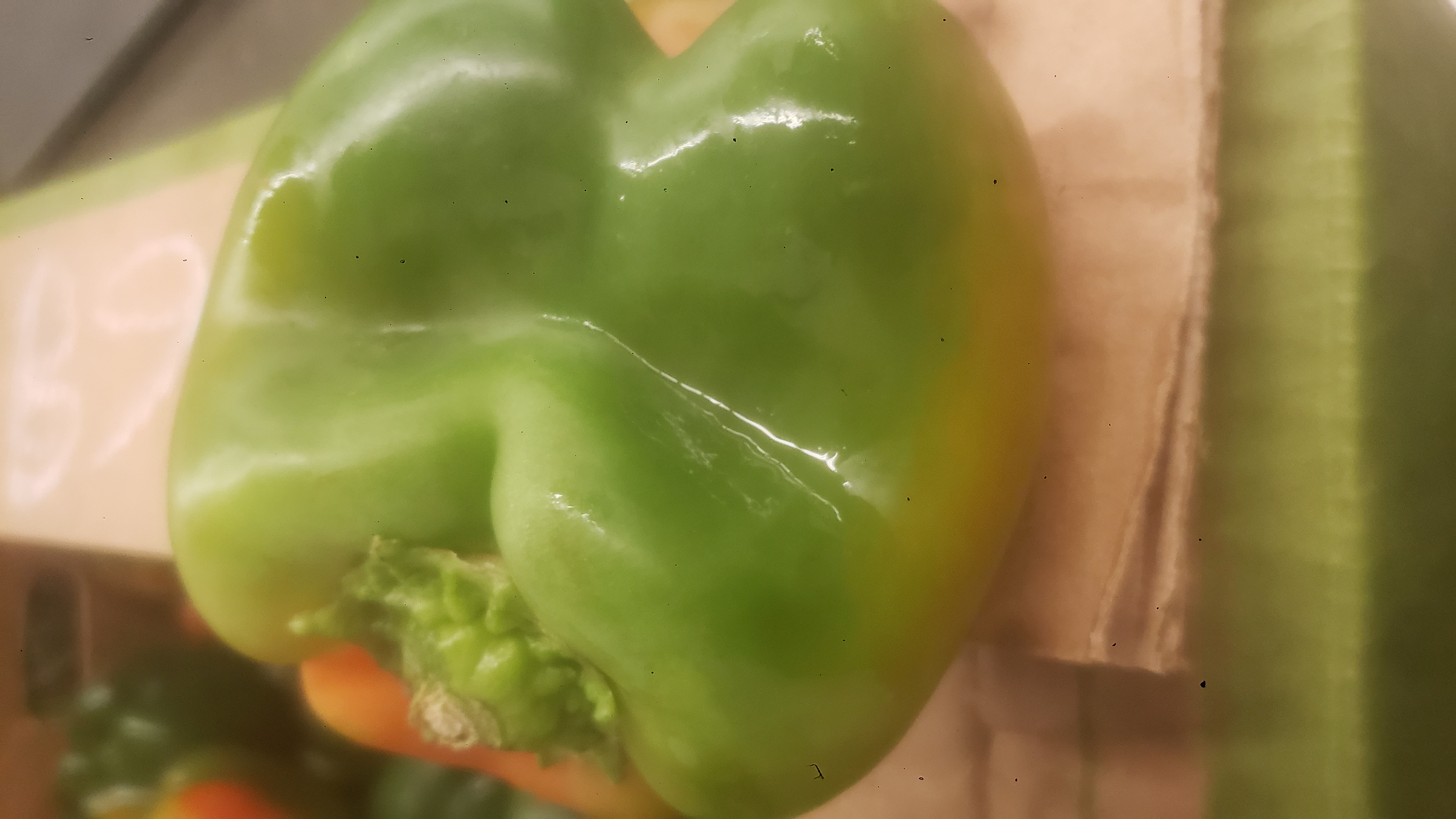 Mishaped green bell pepper.