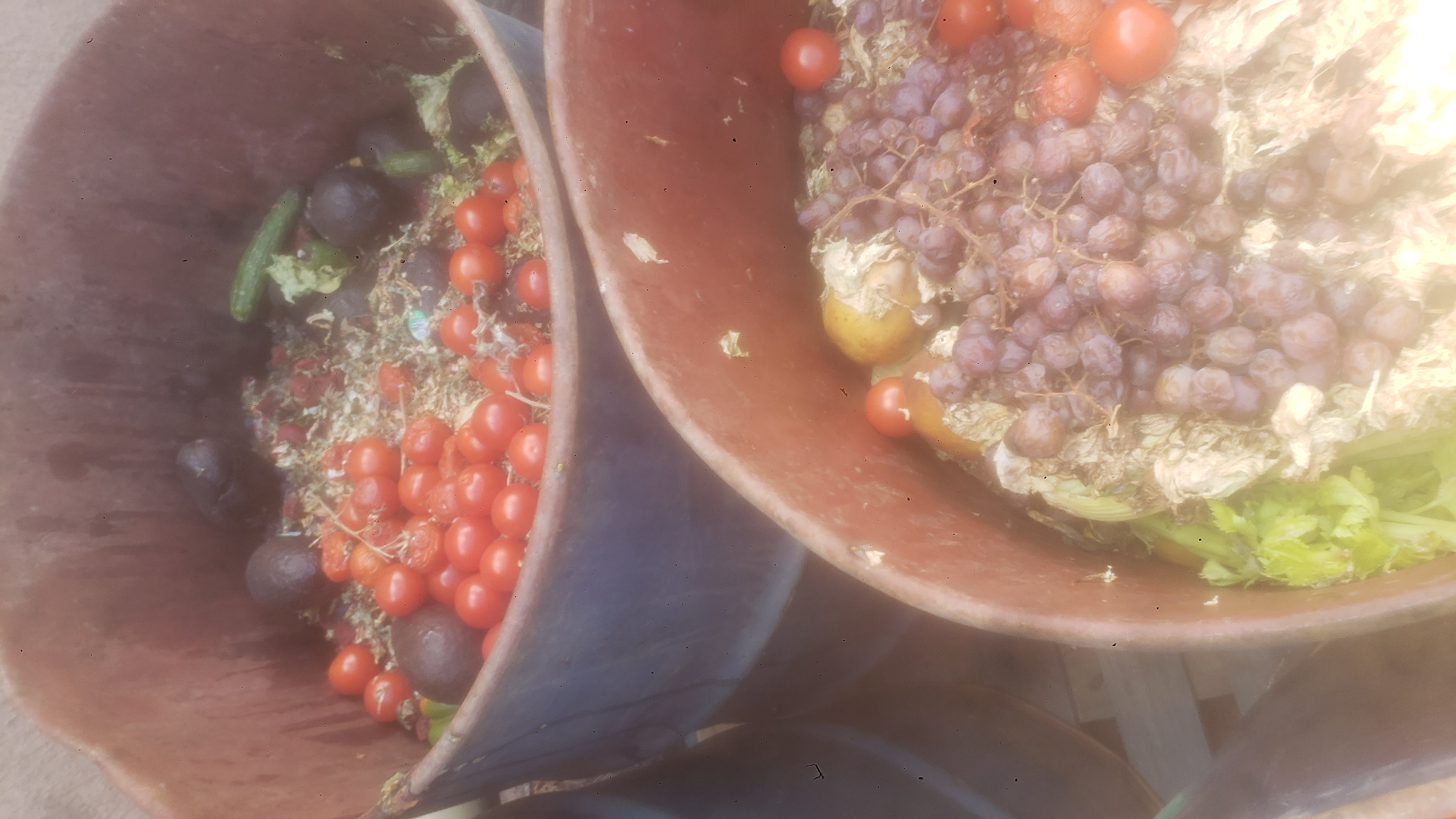 Barrels of rotten produce.